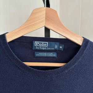 Vintage Polo Ralph Lauren Blue Knit Pima Crewneck Pullover Sweater